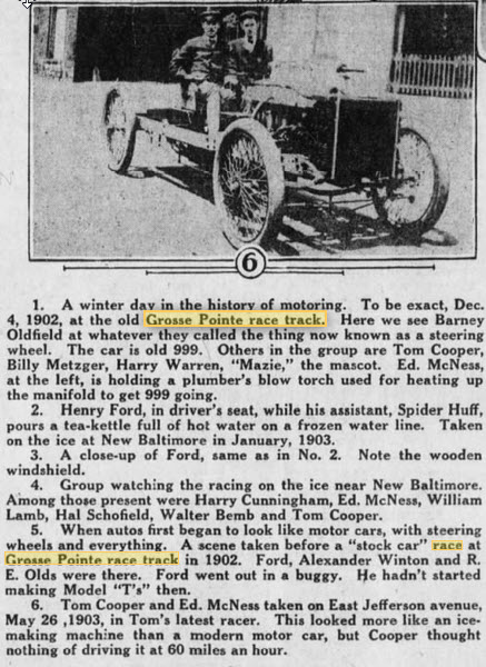 Grosse Pointe Race Track - Dec 11 1927 Article (newer photo)